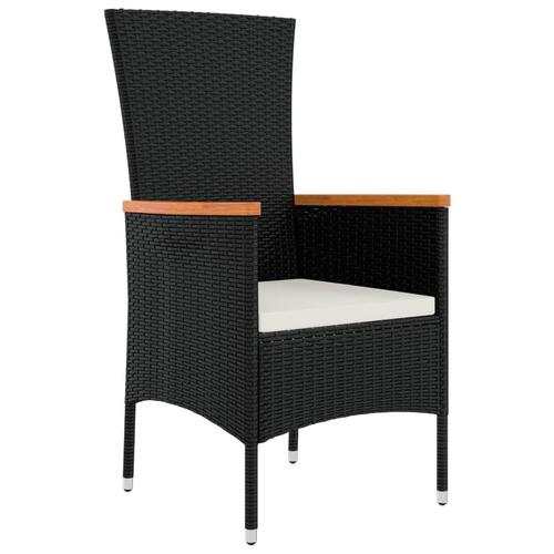 Havestole med hynder 2 stk. polyrattan sort
