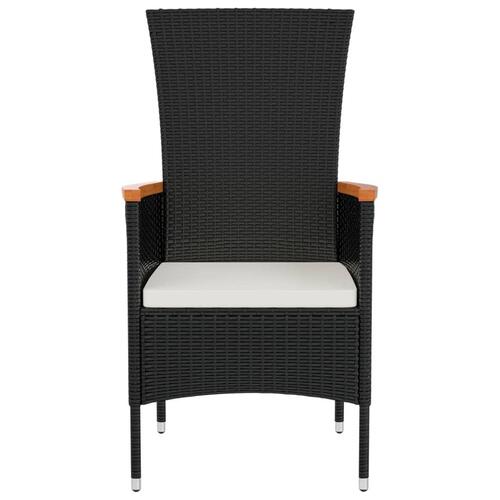 Havestole med hynder 2 stk. polyrattan sort