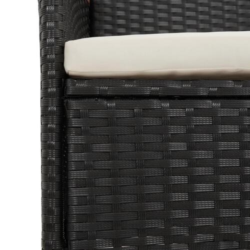 Havestole med hynder 2 stk. polyrattan sort