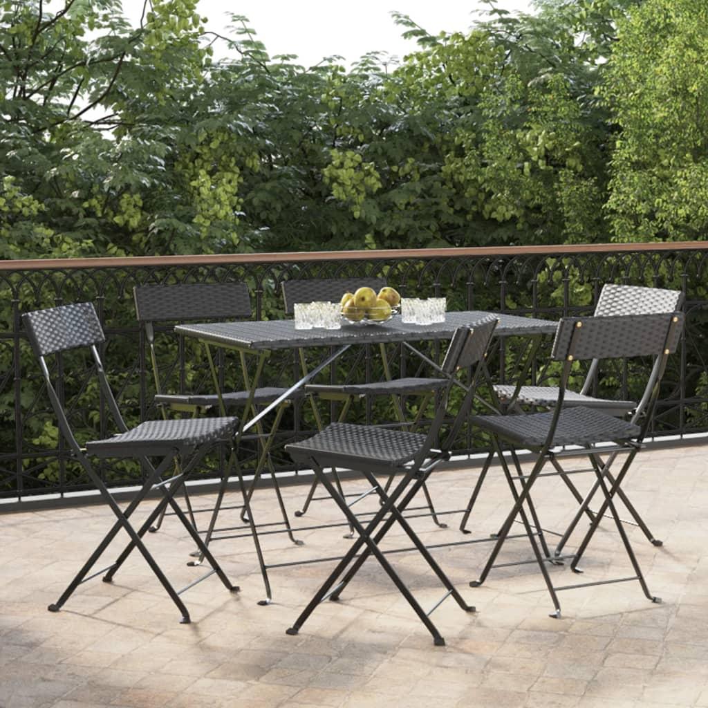 Foldbare bistrostole 6 stk. polyrattan og stål sort