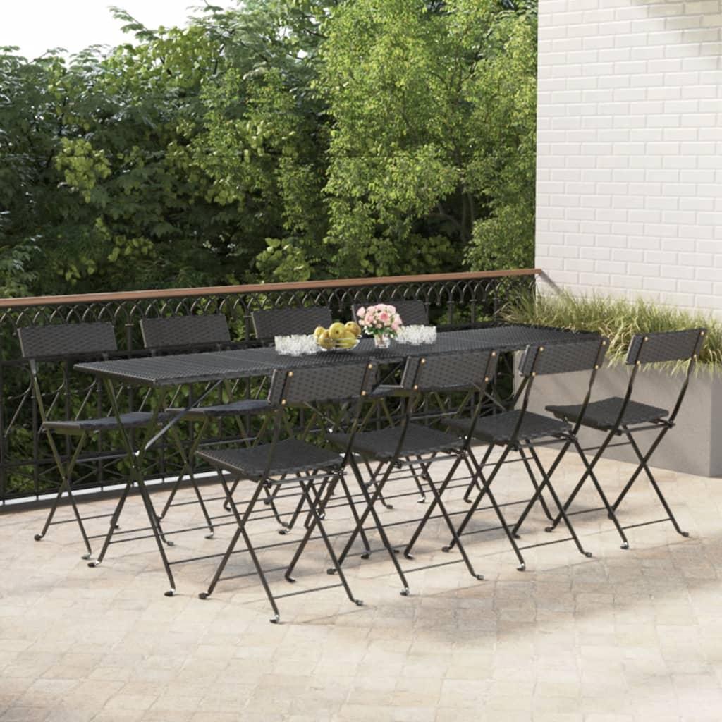 Foldbare bistrostole 8 stk. polyrattan og stål sort