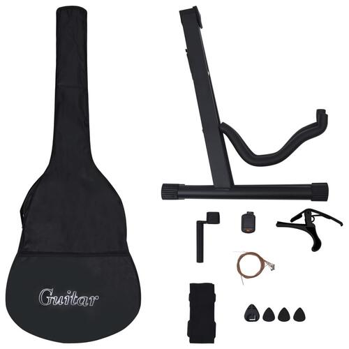 Klassisk guitarsæt 12 dele for begynder 4/4 39" sort