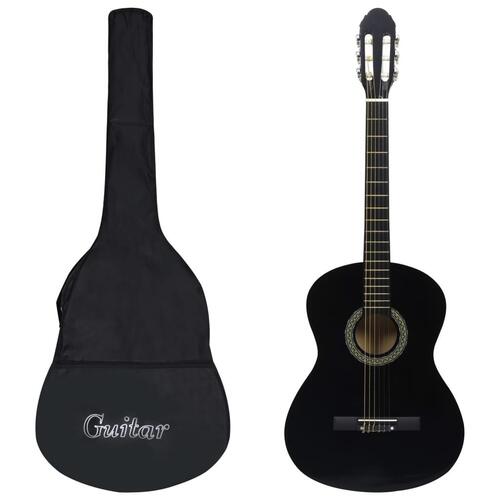 Klassisk guitarsæt 12 dele for begynder 4/4 39" sort