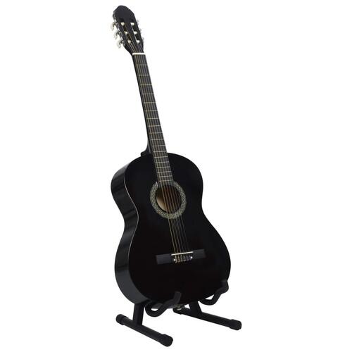 Klassisk guitarsæt 12 dele for begynder 4/4 39" sort