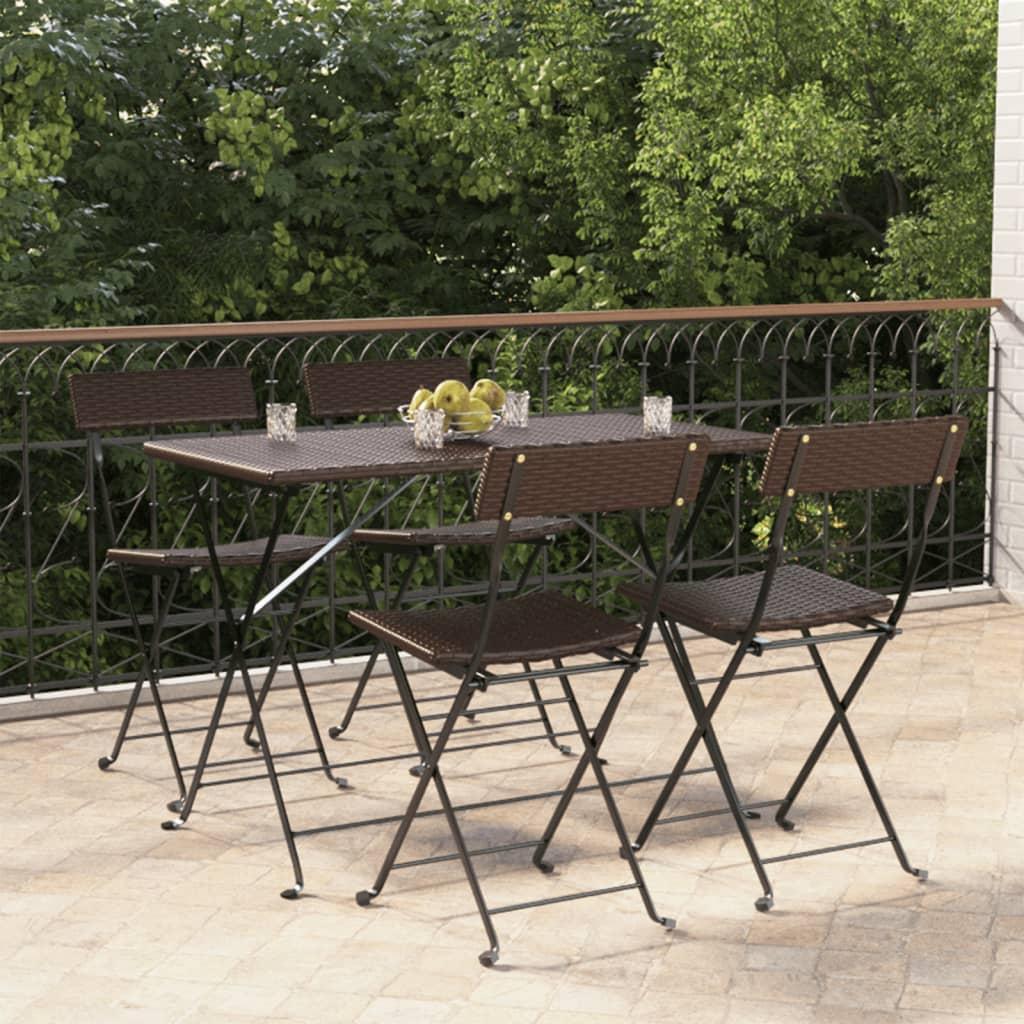 Foldbare bistrostole 4 stk. polyrattan og stål brun