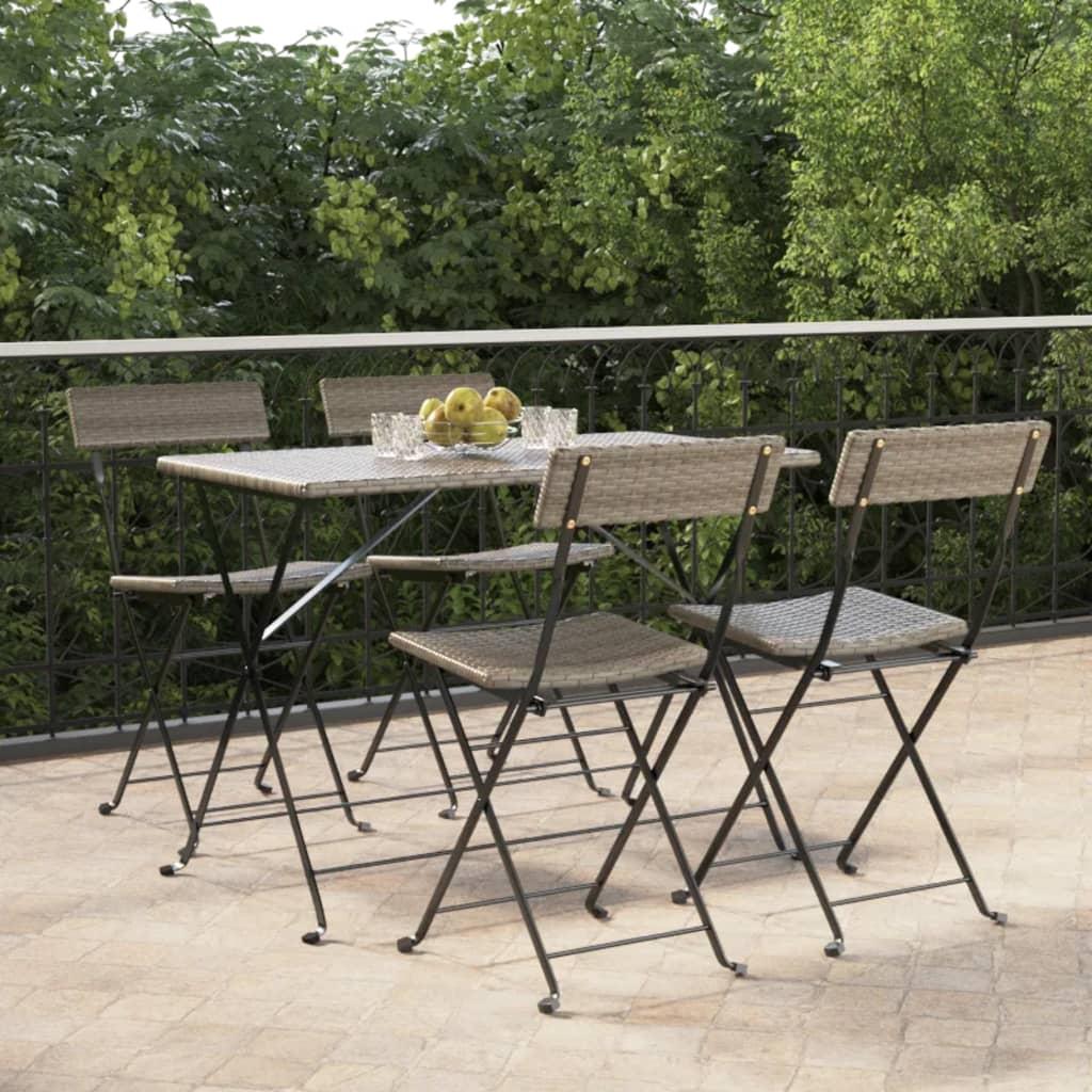 Foldbare bistrostole 4 stk. polyrattan og stål grå