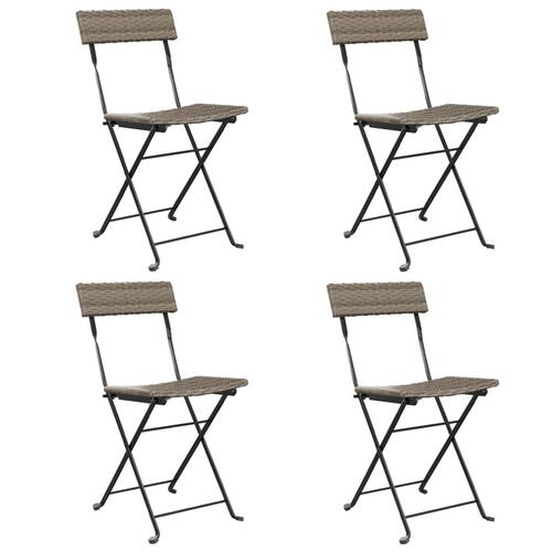Foldbare bistrostole 4 stk. polyrattan og stål grå