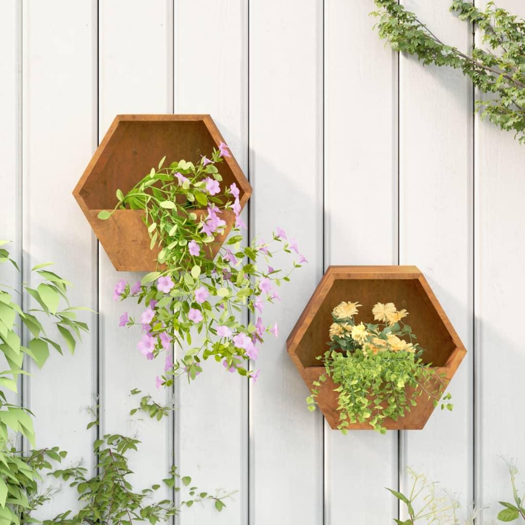 Væghængte plantekasser 2 stk. 30x10x25 cm cortenstål rustfarvet