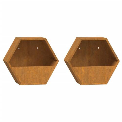 Væghængte plantekasser 2 stk. 30x10x25 cm cortenstål rustfarvet