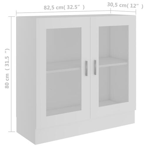 Vitrineskab 82,5x30,5x80 cm spånplade hvid