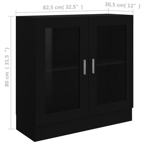 Vitrineskab 82,5x30,5x80 cm spånplade sort