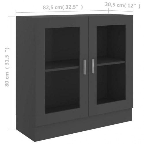Vitrineskab 82,5x30,5x80 cm spånplade grå