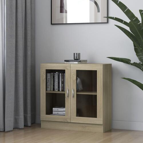 Vitrineskab 82,5x30,5x80 cm spånplade sonoma-eg