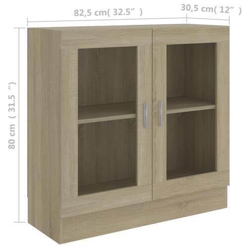 Vitrineskab 82,5x30,5x80 cm spånplade sonoma-eg