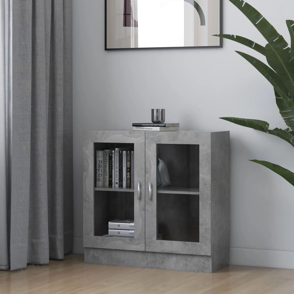 Vitrineskab 82,5x30,5x80 cm konstrueret træ betongrå