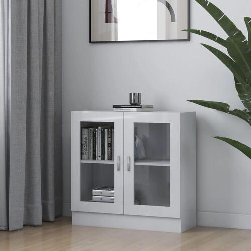 Vitrineskab 82,5x30,5x80 cm spånplade hvid højglans