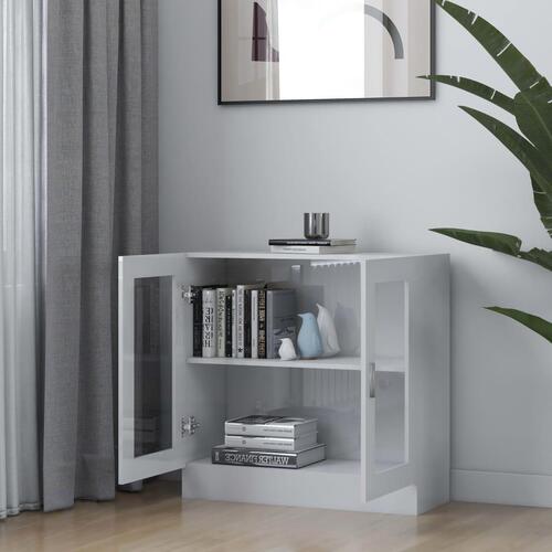 Vitrineskab 82,5x30,5x80 cm spånplade hvid højglans