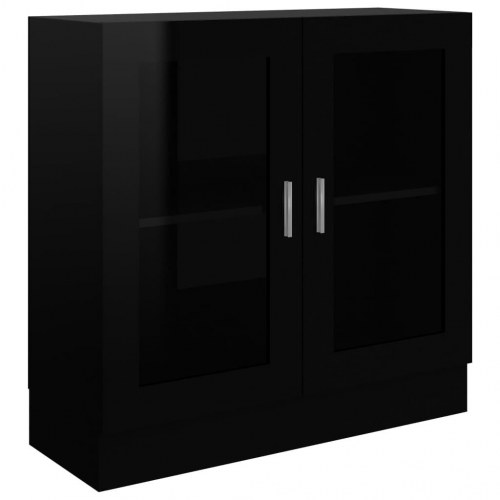 Vitrineskab 82,5x30,5x80 cm spånplade sort højglans