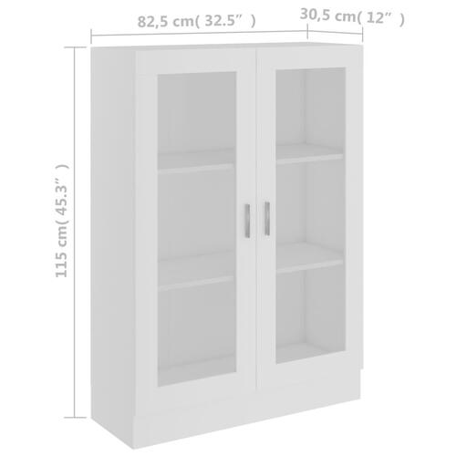 Vitrineskab 82,5x30,5x115 cm spånplade hvid