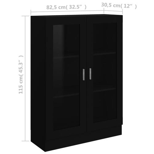 Vitrineskab 82,5x30,5x115 cm spånplade sort
