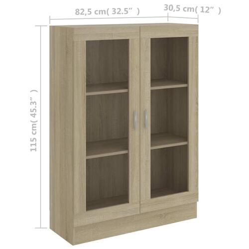 Vitrineskab 82,5x30,5x115 cm spånplade sonoma-eg