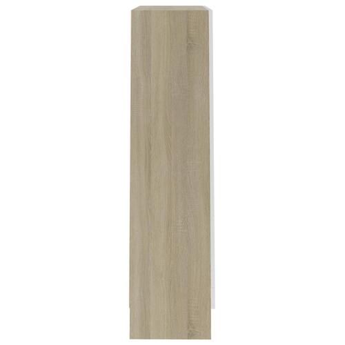 Vitrineskab 82,5x30,5x115 cm spånplade hvid og sonoma-eg