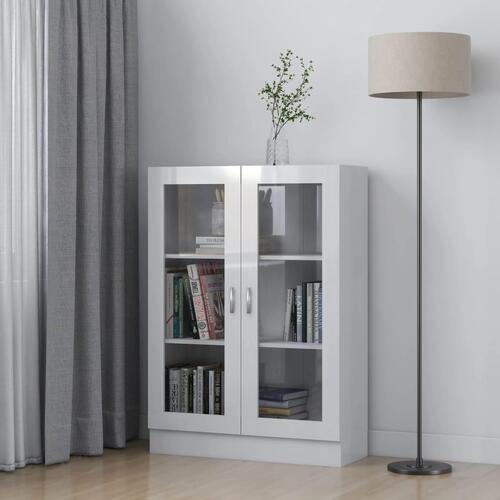 Vitrineskab 82,5x30,5x115 cm spånplade hvid højglans