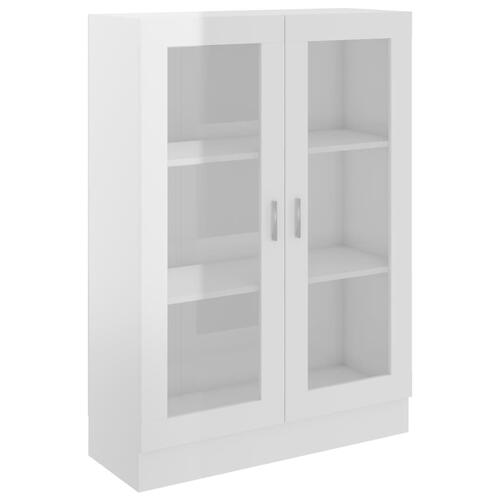 Vitrineskab 82,5x30,5x115 cm spånplade hvid højglans