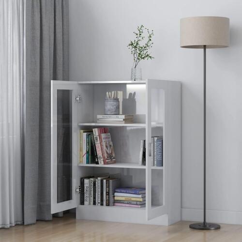 Vitrineskab 82,5x30,5x115 cm spånplade hvid højglans