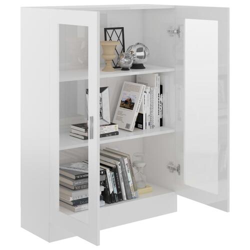 Vitrineskab 82,5x30,5x115 cm spånplade hvid højglans