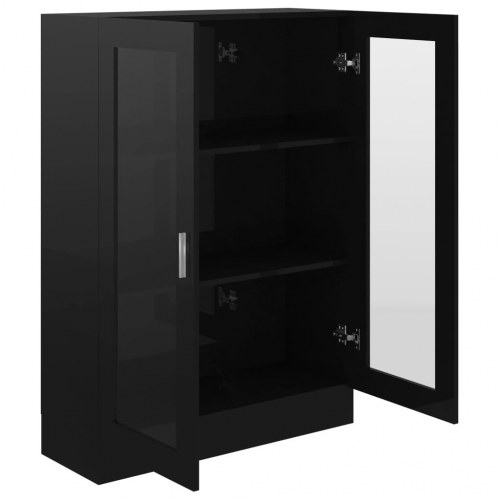 Vitrineskab 82,5x30,5x115 cm spånplade sort højglans