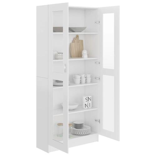 Vitrineskab 82,5x30,5x185,5 cm spånplade hvid
