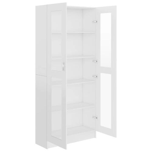 Vitrineskab 82,5x30,5x185,5 cm spånplade hvid