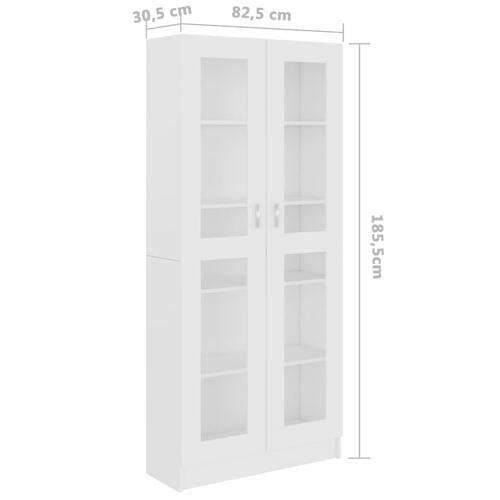 Vitrineskab 82,5x30,5x185,5 cm spånplade hvid
