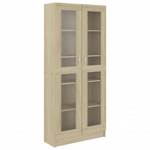 Vitrineskab 82,5x30,5x185,5 cm spånplade sonoma-eg