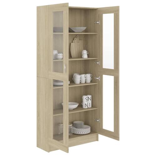 Vitrineskab 82,5x30,5x185,5 cm spånplade sonoma-eg