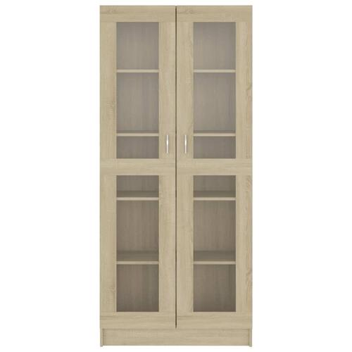 Vitrineskab 82,5x30,5x185,5 cm spånplade sonoma-eg