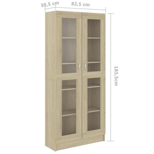 Vitrineskab 82,5x30,5x185,5 cm spånplade sonoma-eg