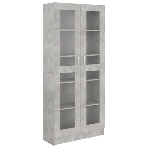 Vitrineskab 82,5x30,5x185,5 cm spånplade betongrå