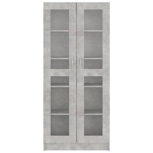 Vitrineskab 82,5x30,5x185,5 cm spånplade betongrå