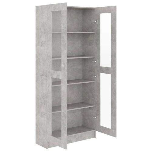 Vitrineskab 82,5x30,5x185,5 cm spånplade betongrå
