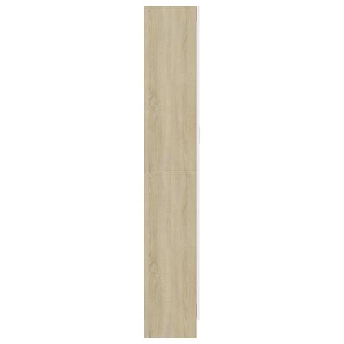 Vitrineskab 82,5x30,5x185,5 cm spånplade hvid og sonoma-eg
