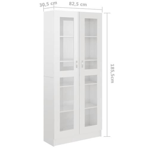 Vitrineskab 82,5x30,5x185,5 cm spånplade hvid højglans