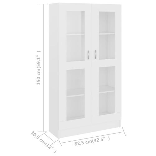 Vitrineskab 82,5x30,5x150 cm spånplade hvid
