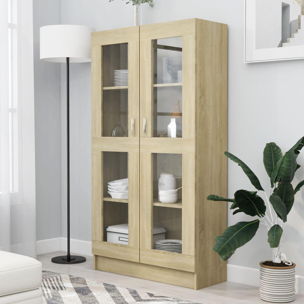 Vitrineskab 82,5x30,5x150 cm spånplade sonoma-eg