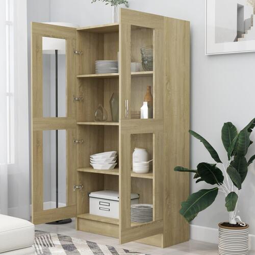 Vitrineskab 82,5x30,5x150 cm spånplade sonoma-eg