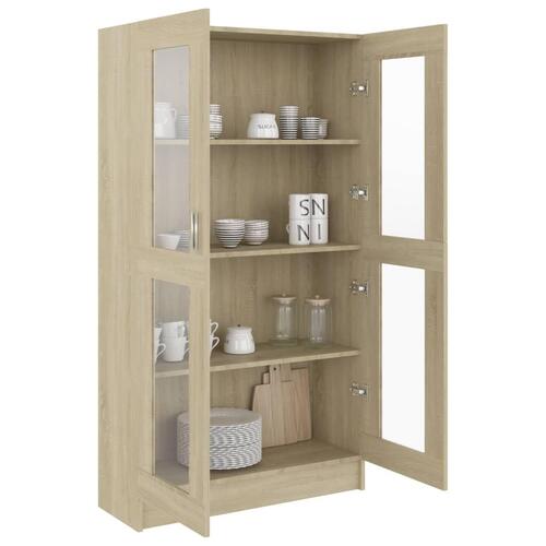 Vitrineskab 82,5x30,5x150 cm spånplade sonoma-eg