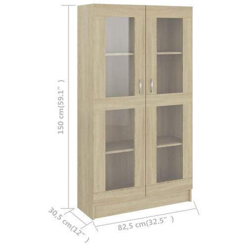 Vitrineskab 82,5x30,5x150 cm spånplade sonoma-eg