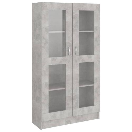 Vitrineskab 82,5x30,5x150 cm spånplade betongrå