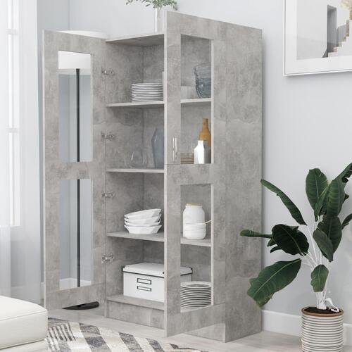 Vitrineskab 82,5x30,5x150 cm spånplade betongrå